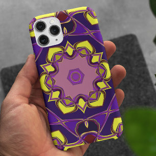 Cartoon Mandala Flower Yellow and Purple Case-Mate iPhone Case