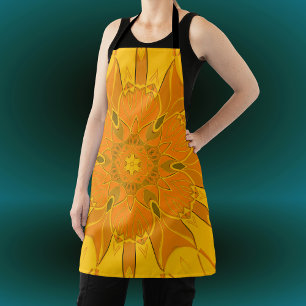 Cartoon Mandala Flower Yellow Apron