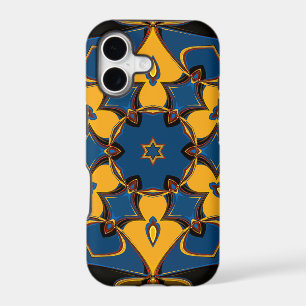 Cartoon Mandala Flower Yellow Blue and Orange