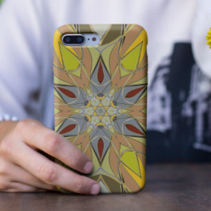 Cartoon Mandala Flower Yellow Grey and Red Case-Mate iPhone Case