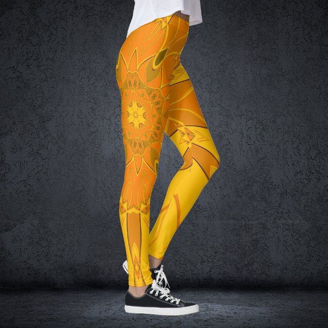 Cartoon Mandala Flower Yellow Leggings (Creator Uploaded)