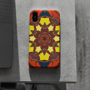 Cartoon Mandala Flower Yellow Orange and Blue Case-Mate iPhone Case