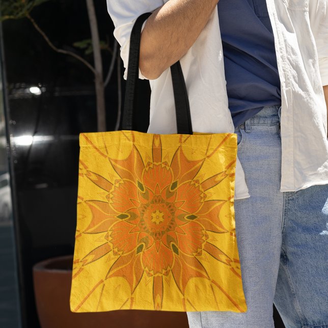 Cartoon Mandala Flower Yellow Tote Bag (Creator Uploaded)
