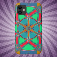 Cartoon Mandala Green Red and Blue