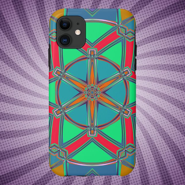Cartoon Mandala Green Red and Blue Case-Mate iPhone Case (Creator Uploaded)