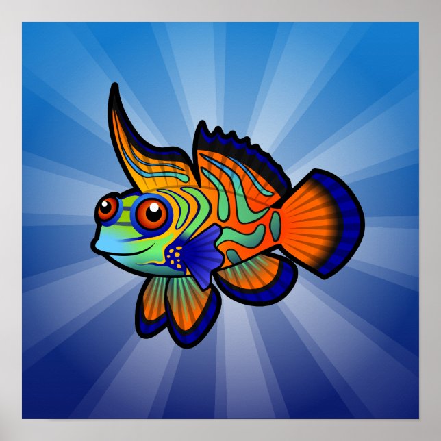 Cartoon Mandarin / Dragonet Fish Poster (Front)