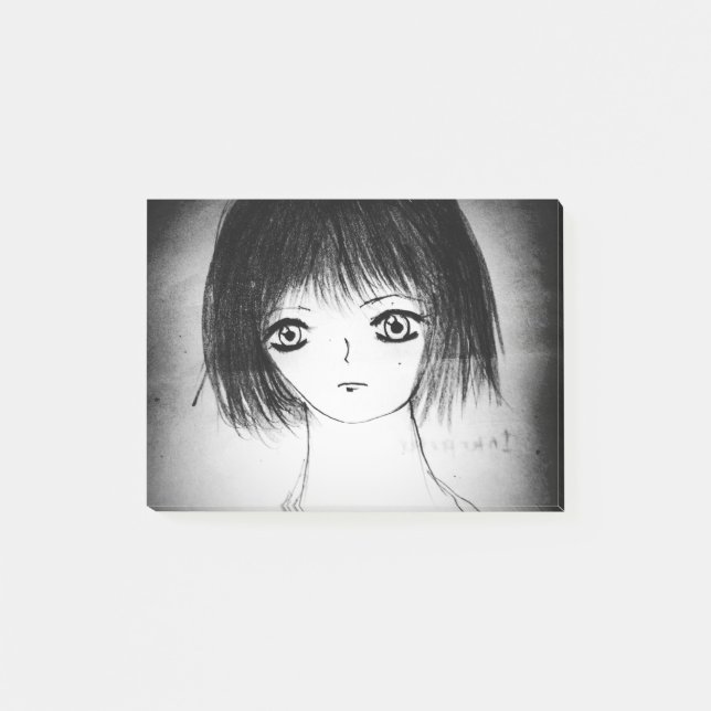 cartoon manga yaei drawing cute anime girl post-it notes (Front)
