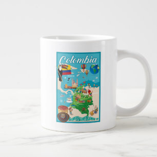 Cartoon Map of Colombia Large Coffee Mug