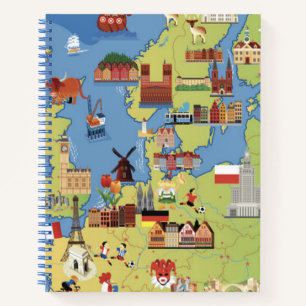 Cartoon Map of Europe Notebook