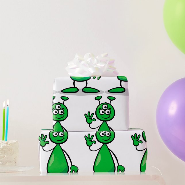 Cartoon Martian Wrapping Paper (Creator Uploaded)