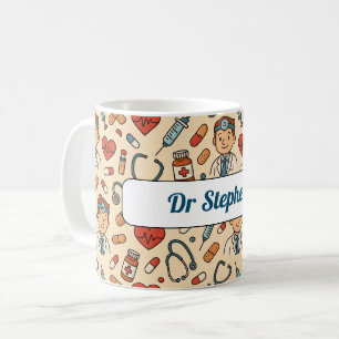 Cartoon medical doctor science pattern coffee mug