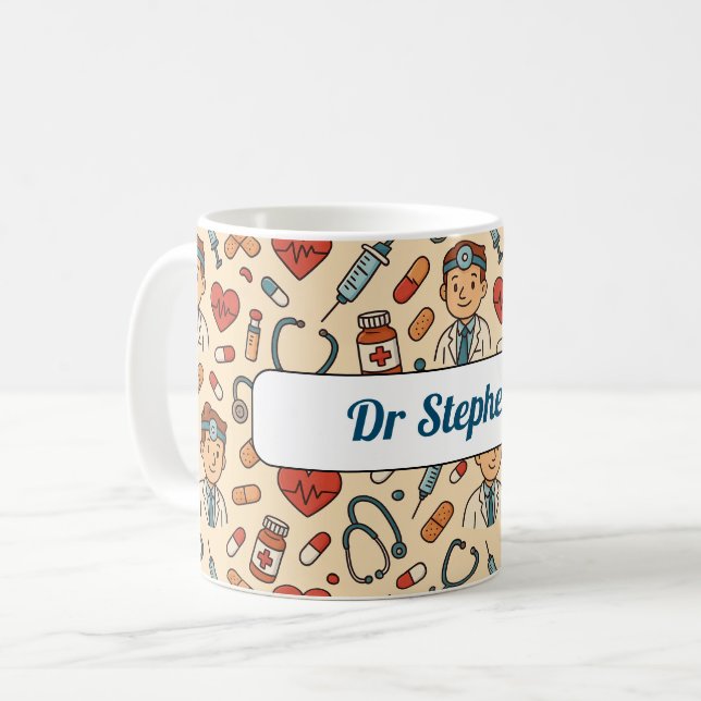 Cartoon medical doctor science pattern coffee mug (Front Left)