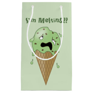 Cartoon Melting Ice Cream Cone (I'm Melting) Small Gift Bag