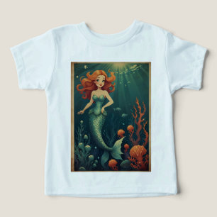 Cartoon Mermaid Girls Tee Whimsical Ocean