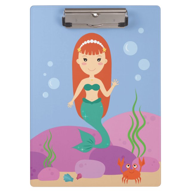 Cartoon mermaid underwater clipboard (Front)