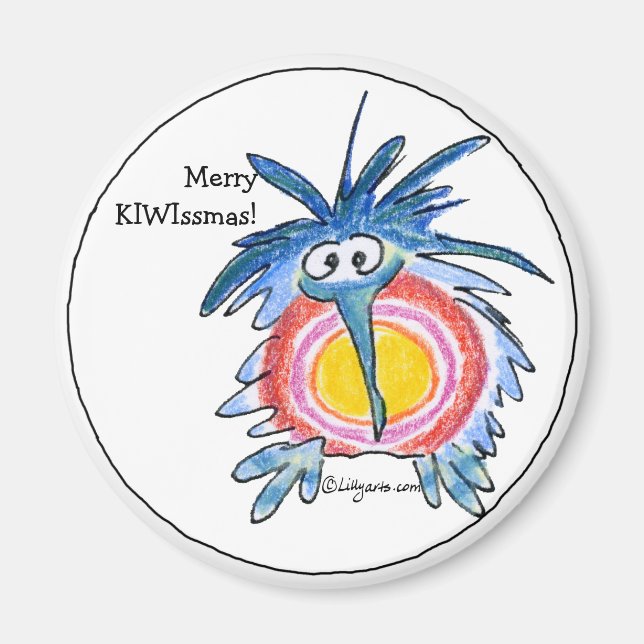 Cartoon Merry Christmas Kiwi Magnet (Front)