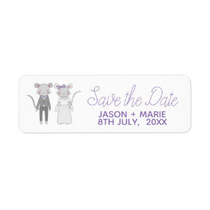 Cartoon Mice Bride and Groom Wedding Save the Date
