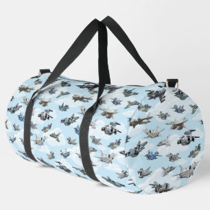 Cartoon military aeroplanes duffle bag