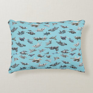 Cartoon military aeroplanes seamless pattern decorative cushion