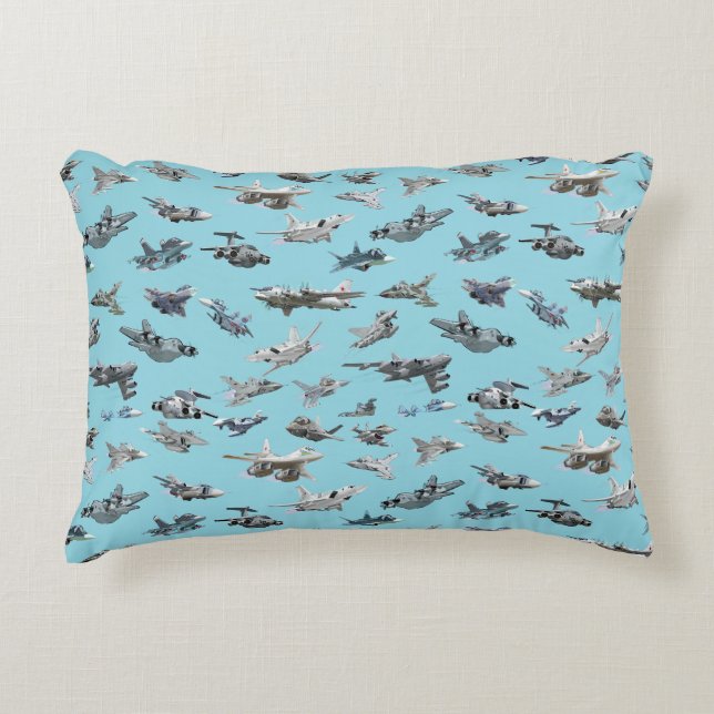 Cartoon military aeroplanes seamless pattern decorative cushion (Front)