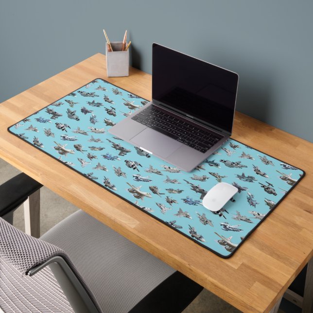 Cartoon military aeroplanes seamless pattern desk mat (Office 2)