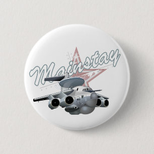 Cartoon military plane 6 cm round badge