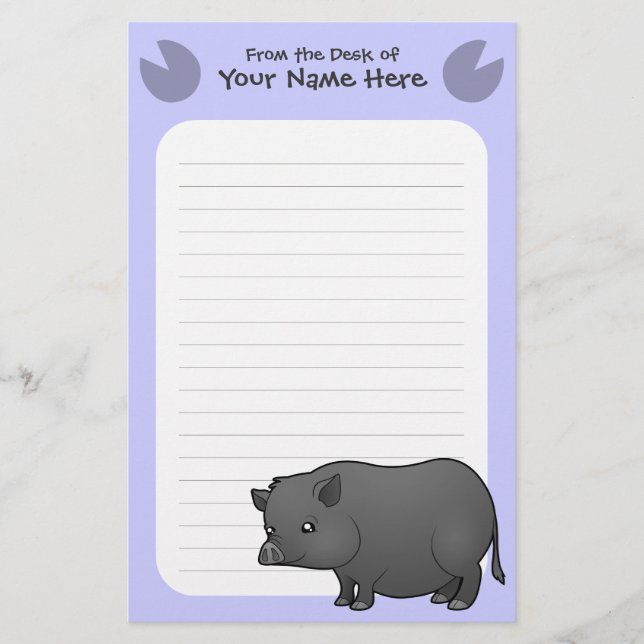 Cartoon Miniature Pig Stationery (Front)