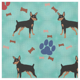 Cartoon Miniature Pinscher Fabric