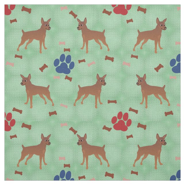 Cartoon Miniature Pinscher Fabric (Swatch)