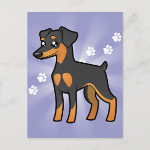 Cartoon Miniature Pinscher / Manchester Terrier Postcard
