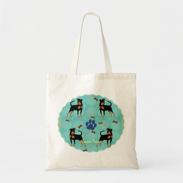 Cartoon Miniature Pinscher Tote Bag (Front)