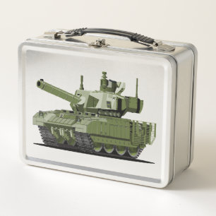Cartoon modern armored tank metal lunch box