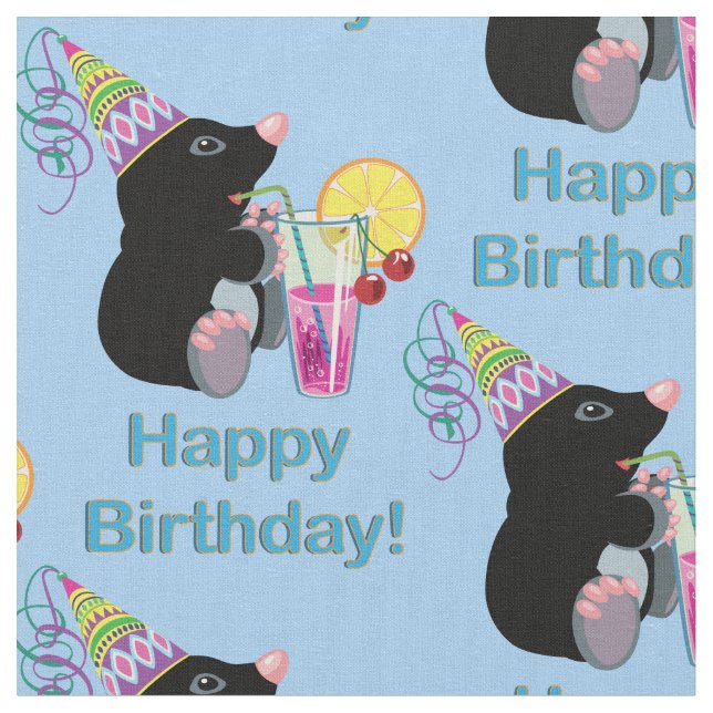 cartoon mole. Happy birthday! Fabric (Close Up)
