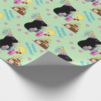 cartoon mole. Happy birthday! Wrapping Paper