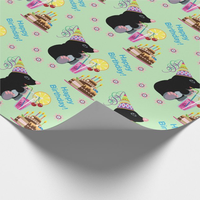 cartoon mole. Happy birthday! Wrapping Paper (Corner)