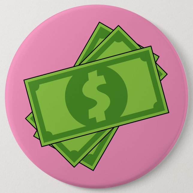 Cartoon Money Dollar Bills 6 Cm Round Badge (Front)