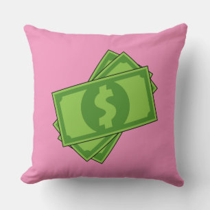 Cartoon Money Dollar Bills Cushion