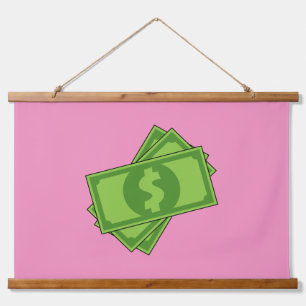 Cartoon Money Dollar Bills Hanging Tapestry