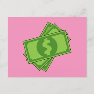 Cartoon Money Dollar Bills Holiday Postcard