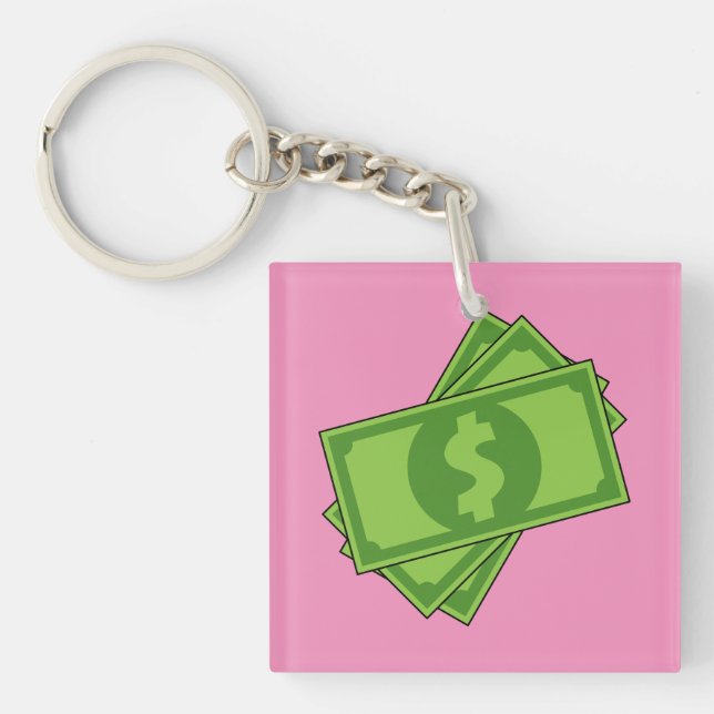 Cartoon Money Dollar Bills Key Ring (Front)