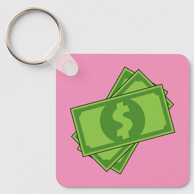 Cartoon Money Dollar Bills Key Ring (Front)