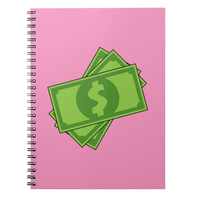 Cartoon Money Dollar Bills Notebook (Front)