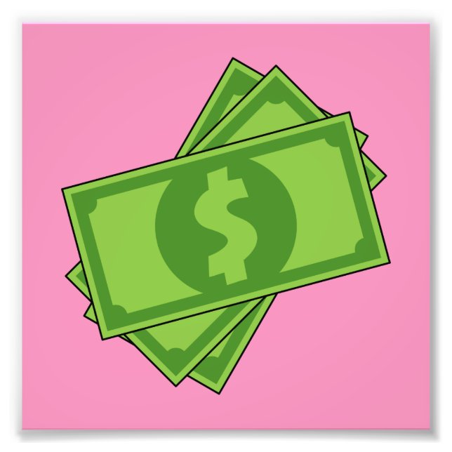 Cartoon Money Dollar Bills Photo Print (Front)