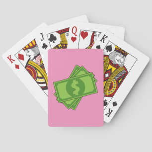 Cartoon Money Dollar Bills Playing Cards
