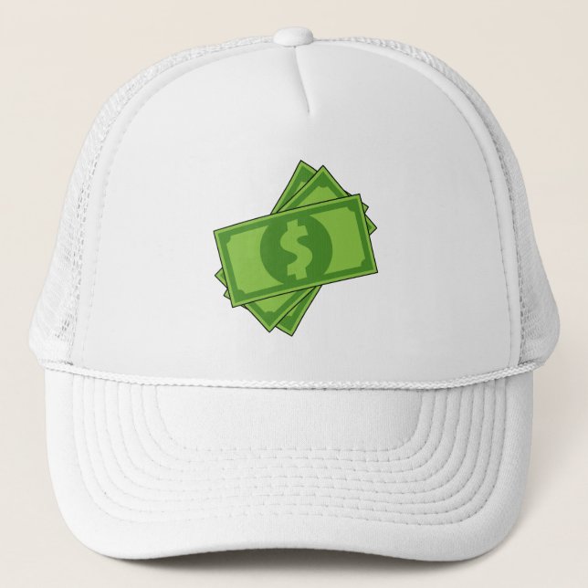 Cartoon Money Dollar Bills Trucker Hat (Front)