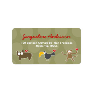 Cartoon Monkey Ape Toucan Bear Address Labels