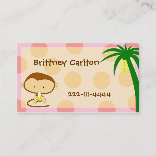 Cartoon Monkey calling card (Front)