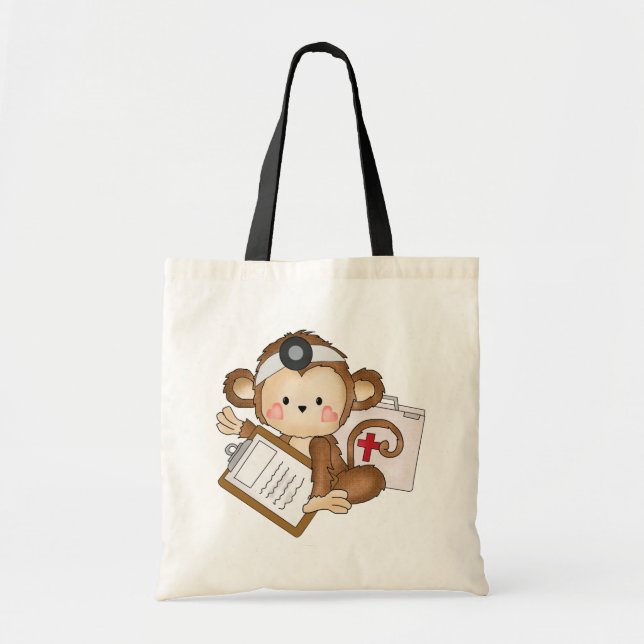 Cartoon Monkey doctor tote bag (Front)