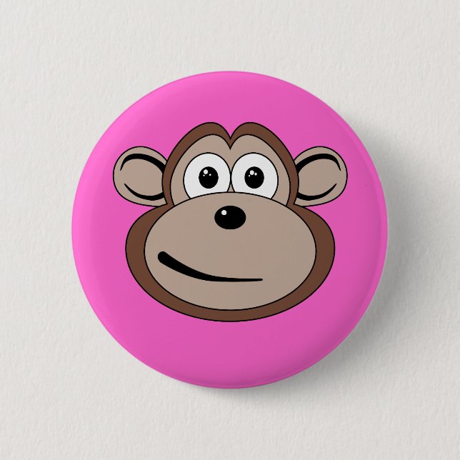 Cartoon Monkey Face Button (Front)