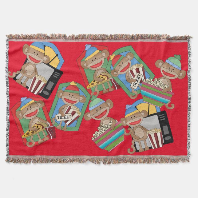 Cartoon Monkey Family Room Throw Blanket Decor (Front)